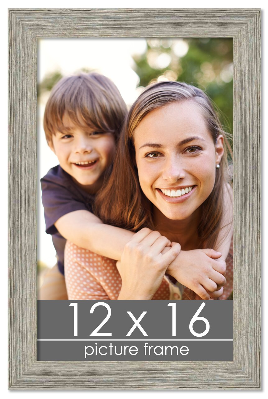 12x16 Wide Barnwood Picture Frame with UV-Resistant Acrylic & Acid Free Backing, Available in 6 Paint Finishes - Grey, Brown, White, and Black